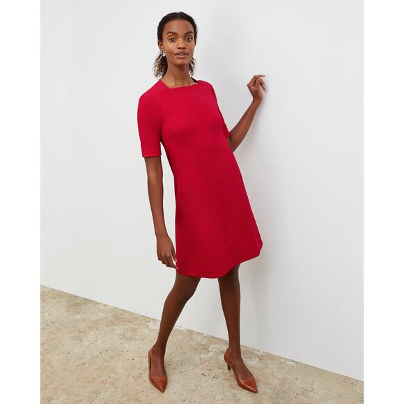 M.M. LaFleur Emily Rhubarb Red Square Neck A-Line Office Mini Dress 4 - Picture 2 of 14